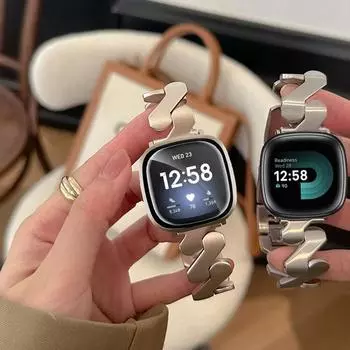 Ремешок из нержавеющей стали для Fitbit Versa 4 3 Sense/Sense 2, женский ремешок, тонкий браслет для Fitbit Versa 2 1 Lite, аксессуары Fitbit Versa 4 or Sense 2 серебряный