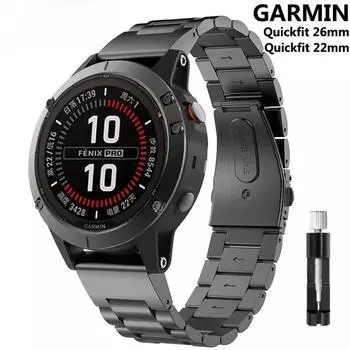 Ремешок из нержавеющей стали для Garmin Fenix 8 7 Pro 7X 6 6X 5X 8X Plus Металлический ремешок для Garmin Epix Pro Tactix 7 Pro Enduro 3 2 Ремешок для часов QuickFit 22mm серебряный