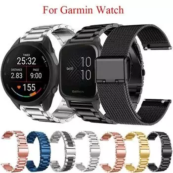 Ремешок из нержавеющей стали для Garmin Venu 3 2 Plus SQ SQ2 Металлический браслет для Garmin Forerunner 265 255 245 645 168 165 55 Vivoactive 5 3 Vivomove 3 старый серебряный