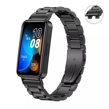 Ремешок из нержавеющей стали для Huawei Band 8/9, женский и мужской ремешок для часов, петля для Huawei Band 8, замена с инструментом For Huawei Band 8 9 чёрный