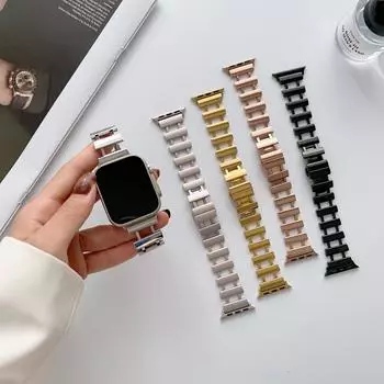 Ремешок из нержавеющей стали для iWatch 6 SE, 40 мм, 44 мм, тонкий металлический браслет-ремешок для iWatch Series 5/4/3/2, 38 мм, 42 мм 38/40/41/mm чёрный