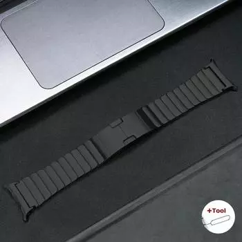 Ремешок из нержавеющей стали для Samsung Galaxy watch 7 8 44мм 40мм 8Classic 46мм Роскошный мужской браслет для SAMSUNG GALAXY WATCH 4 5 6 7 ULTRA 47ММ Ремешок для часов Galaxy Ultra 47mm чёрный