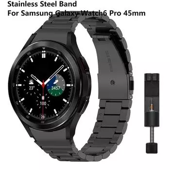 Ремешок из нержавеющей стали для Samsung Galaxy Watch6 Pro 45 мм/Watch6 44 мм 40 мм, ремешок на запястье, металлический браслет с изогнутым концом Watch 6 Classic 47mm серебряный