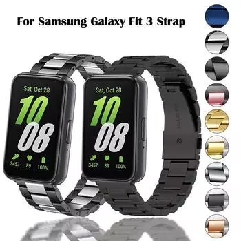 Ремешок из нержавеющей стали для Samsung Galaxy Fit 3. Металлический ремешок для Galaxy Fit 3 SM-R390 Correa. For Galaxy Fit 3 серебряный