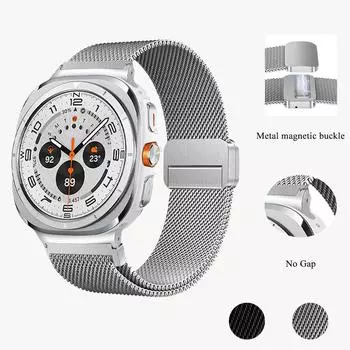 Ремешок из нержавеющей стали для Samsung Galaxy Watch Ultra Band, регулируемые аксессуары в деловом стиле для ремешка Galaxy Watch Ultra Galaxy Watch Ultra чёрный