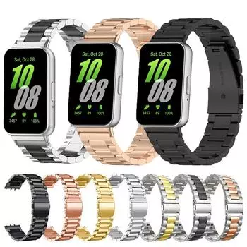 Ремешок из нержавеющей стали для Samsung Galaxy Fit 3, металлический браслет, роскошный деловой ремешок для Samsung Galaxy Fit3 SM-R390, аксессуары Samsung Galaxy Fit 3 серебряный
