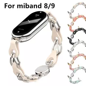 Ремешок из нержавеющей стали для Xiaomi Mi Band 9, магнитная застежка, металлический браслет для Miband 8, быстросъемный сменный ремешок NFC