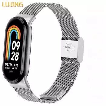 Ремешок из нержавеющей стали для Xiaomi smartband 8, сменные аксессуары для умных браслетов Miband 8, NFC, металлическая сетка, умные часы Mi 8 Band