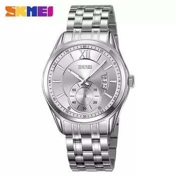 Ремешок из нержавеющей стали Мужские часы Одинарный календарь Мужские часы Бизнес Водонепроницаемые Светящиеся стрелки Кварцевые часы