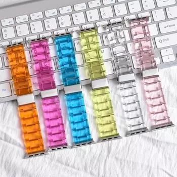 Ремешок из прозрачной смолы для часов Apple Watch Ultra 10 9 8 7 6 se 5 4 band прозрачная сталь для Apple Watch 49 мм 46 мм 45 мм 41 мм 44 мм 40 мм iWatch 1-2-3 42mm чёрный