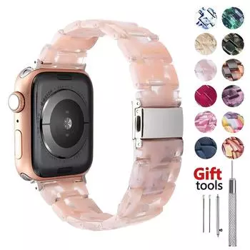 Ремешок из смолы для Apple Watch 6, 5, 4, 3, 2, 44 мм, 40 мм, прозрачный ремешок, браслет для iWatch Band Series 6, 5, 4, 3, 38 мм, 42 мм
