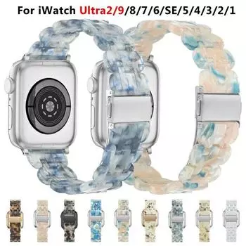 Ремешок из смолы для Apple Watch Band 44 мм, 49 мм, 40 мм, 42 мм, 41 мм, 45 мм, 38 мм, женский браслет IWatch Series 9, 8, 7, 6 SE 5, 4 Ultra2, ремни Correa 38mm 40mm 41mm белый