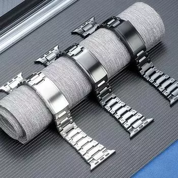 Ремешок из титанового сплава для Apple Watch Series 8 7 6 4 3 5 se iWatch Ultra 49 мм 44/42/45 мм, металлический браслет-браслет, ремешок для часов