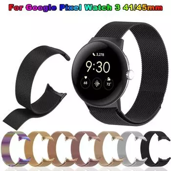 Ремешок Milanese Loop для часов Google Pixel Watch 3 41 мм 45 мм Watch3 Магнитный ремешок Браслет Браслет из нержавеющей стали Металлический ремешок Pixel Watch 1 2 3 41mm серебряный