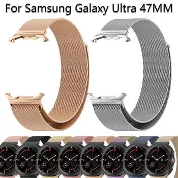 Ремешок Milanese Loop для Samsung Galaxy Watch Ultra 47 мм Магнитный браслет из нержавеющей стали для Galaxy Watch7 Ultra Металлический ремешок Watch Ultra 47mm чёрный