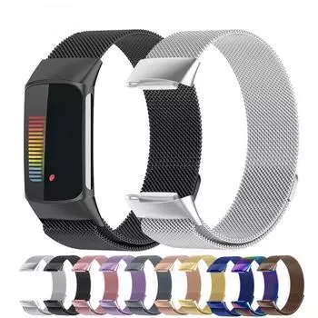 Ремешок Milanese Loop из нержавеющей стали для браслета Fitbit Charge 6/5 Charge5 Milan L серебряный