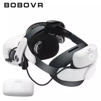 Ремешок на голову BOBOVR M2 Pro Battery, совместимый с Oculus Quest 2 Elite Halo Strap, двойные батареи 5200 мАч для аксессуаров Meta Quest2 VR серебряный