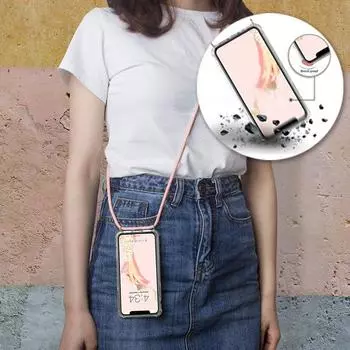 Ремешок на шею, выдвижной шнурок, прозрачный чехол для телефона из ТПУ для iPhone 15 14 Plus 13 12 11 Pro Max для Samsung S24 S23 S22 S21 Ultra Plus A14 A54 SE 2020-A