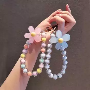 Ремешок на запястье для мобильного телефона, женская ручная цепочка, короткий чехол для мобильного телефона с защитой от потери, милый ремешок с ключом, подвеска розовый