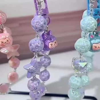 Ремешок на запястье для мобильного телефона, женский, цепочка, короткая, анти-потеря, чехол для мобильного телефона, кулон в виде куклы, ремешок для телефона синий