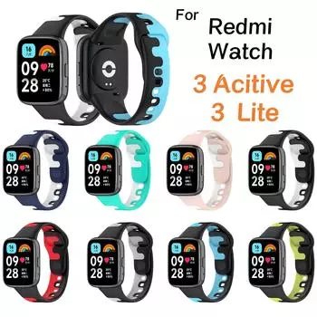 Ремешок на запястье для Xiaomi Redmi Watch 3 Active 3 Lite, мягкий силиконовый сменный ремешок для браслета для Redmi Watch3, активный браслет Redmi Watch 3 Active синий/белый