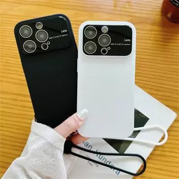 Ремешок на запястье, ремешок из закаленного стекла, защитный чехол для объектива камеры для Iphone 13 12 14 Pro Max Plus, ультратонкий матовый жесткий простой чехол Case & Strap оранжевый