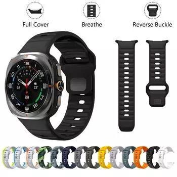 Ремешок No Gaps для часов Samsung Galaxy Watch Ultra Водонепроницаемый ремешок Simplicity Аксессуары для часов Galaxy Watch Ultra 47 мм Galaxy watch Ultra чёрный