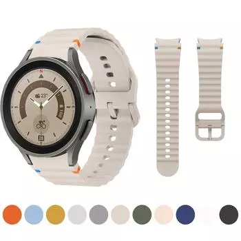 Ремешок No Gaps для Samsung Galaxy Watch 6 Classic 43/47 мм, мягкий классический браслет с пряжкой для Galaxy Watch 4 5 6 7, ремешок для часов Galaxy Watch 6 5 4 белый