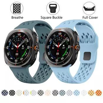 Ремешок No Gaps для Samsung Galaxy Watch Ultra 47 мм, ремешок Running Breathe Square Brackle для Galaxy Watch Ultra, ремешок для часов Galaxy watch ultra чёрный