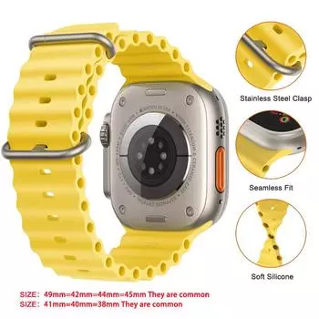 Ремешок Ocean для Apple, ремешок для часов 49 мм, 45 мм, 44 мм, 40 мм, 41 мм, 42 мм, 38 мм, силиконовый браслет Correa iWatch Ultra series 8 7 6 5 4 3 SE
