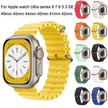 Ремешок Ocean для Apple-Watch 8/7/SE/series 6/5/4/3/2/1 42 мм 44 мм 45 мм, регулируемая петля с титановой пряжкой, спортивный ремешок