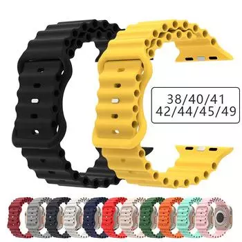 Ремешок Ocean для Apple Watch Band 49 мм, 45 мм, 44 мм, 40 мм, 41 мм, 42 мм, 38 мм, силиконовый браслет Correa IWatch Ultra Series 8 7 6 5 4 3 SE 38mm 40mm 41mm