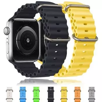 Ремешок Ocean для Apple Watch Band Ultra 49 мм, 45 мм, 41 мм, 44 мм, 40 мм, 42 мм, 38 мм, силиконовый браслет Correa iWatch Ultra serie 7 6 5 4 3 2 1 se 8 38mm 40mm 41mm