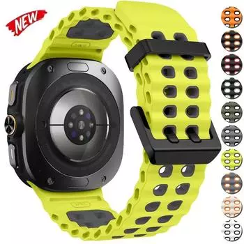 Ремешок Ocean Silicone Loop для Samsung Galaxy Watch Ultra Breathable Sports Band для GALAXY ULTRA NO Gaps Quick Fit Bracelet Samsung watch Ultra чёрный/белый