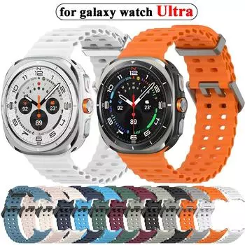 Ремешок One Click Marine для Samsung Galaxy Watch Ultra 47 мм, спортивный силиконовый ремешок, регулируемый, дышащий, водонепроницаемый, для Galaxy Watch 7 Ultra for Samsung Galaxy Watch Ultra небесно-голубой