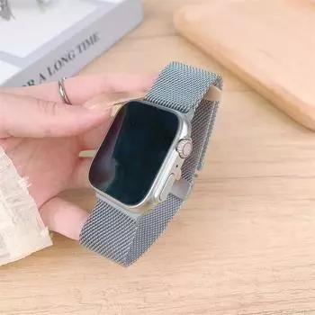 Ремешок-петля для Apple watch 10 9 8 7 41 45 мм 46 мм Ultra/2 49 мм Мужской женский металлический ремешок для iWatch 6 5 SE3 44 40 42 мм Ремень 49/45/44/42/46S10) серебряный