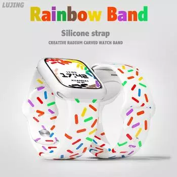Ремешок Pride Edition для Apple Watch Радужный ремешок 44 мм, 45 мм, 40 мм, 38 мм, 42 мм, 44 мм, резиновый браслет-ремень, серия iWatch SE 5, 6, 7, 8, ультра, 49 мм, силиконовый ремешок