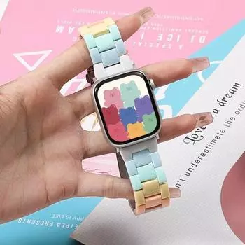 Ремешок ярких цветов для Apple Watch ultra 2, 49 мм, 41 мм, 45, 38 мм, 42, 44, 40 мм, полимерный ремешок для iwatch 9, 8, 7 se, 6, 5, 4, браслет Correa