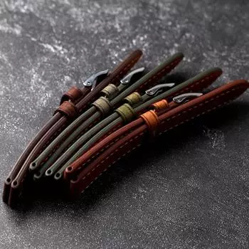 Ремешок ручной работы, итальянский первый слой из воловьей кожи, ремешок для часов 18, 19, 20, 21, 22 мм, зеленый, серый, коричневый, мужские старые часы-браслет 18mm