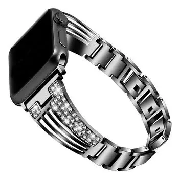 Ремешок с бриллиантами для Apple Watch ultra band 49 мм 45 мм 41 мм 44 мм 40 мм Ремешок для iwatch serice 10 9 8 7 6 5 4 3 46 мм 42 мм iWatch 1-2-3 42mm чёрный