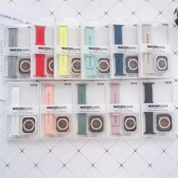 Ремешок с чехлом для iwatch series 7 6 5 4 3 2 SE ремешок для iwatch с чехлом силиконовый ремешок 38 40 42 44 41 45 мм ярких цветов 38/40/41mm красный