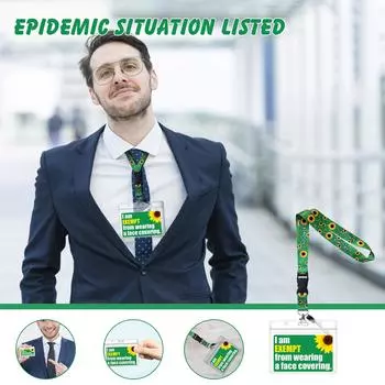 Ремешок с изображением подсолнуха Folulus Waiver card (зеленый), одна карточка отказа, один шнурок с подсолнухом One Size зелёный