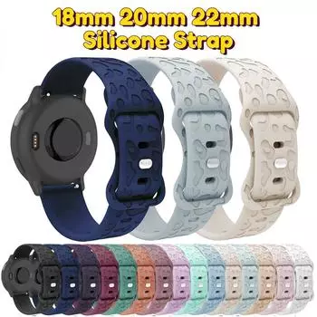 Ремешок с леопардовой гравировкой 18 мм, 20 мм, 22 мм для Samsung Galaxy Watch 6, 5, 4, 44 мм, 40 мм, силиконовый милый ремешок Gear S3 6, классический, 43 мм, 5Pro, 45 мм, Active 2 18mm белый