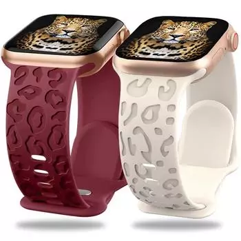 Ремешок с леопардовой гравировкой для Apple Watch, ремешок 44 мм, 40 мм, 45 мм, 49 мм, 41 мм, 38 мм, 42 мм, силиконовый ремешок для браслета iwatch series 7 se 3 6 8 ultra 38mm 40mm 41mm чёрный