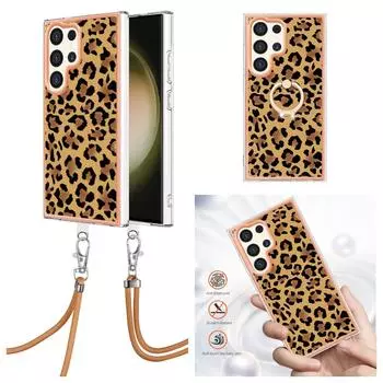 Ремешок с леопардовым принтом, съемный ремешок с пряжкой, или кольцо против падения, или мягкий чехол для мобильного телефона с гладким дизайном для Samsung iPhone Redmi Oppo Moto Honor... Sony Xperia 1 IV