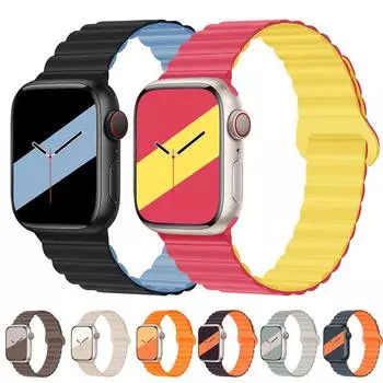 Ремешок с магнитной петлей для Apple Watch, ремешок 45 мм, 41 мм, 44 мм, 40 мм, 42 мм, 38 мм, силиконовый браслет-браслет для iWatch UItra 8 7 6 5 4 SE