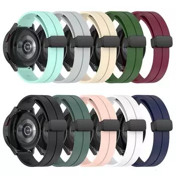 Ремешок с магнитной пряжкой 20 мм 22 мм для Samsung Galaxy Watch 5/4/3 Active 2 Gear S3, силиконовый ремешок-браслет для Huawei Watch GT 3/2, 42 мм, 46 мм 20mm Universal чёрный