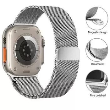 Ремешок с миланской петлей для Apple Watch, ремешок 44 мм, 40 мм, 45 мм, 41 мм, 49 мм, 42 мм, 38 мм, 45 мм, браслет Correa iWatch series 3, 6 se, 7, 8, ультра, 49 мм
