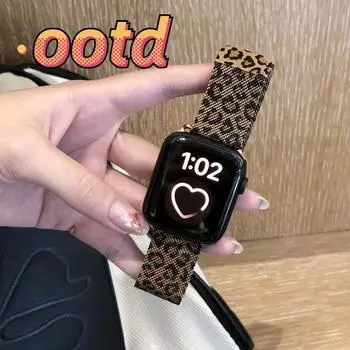 Ремешок с трендовым леопардовым принтом для iwatch 38 мм, 42 мм, 41 мм, ремешок для Apple Watch Series 8 Ultra, 49 мм SE 7, 6, 5, 40 мм, 44 мм, 45 мм, браслет из нержавеющей стали