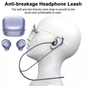 Ремешок с защитой от потери, держатель для наушников, веревка, износостойкая, безопасная для кожи, водонепроницаемая, спортивная гарнитура для очков, защита от потери чёрный